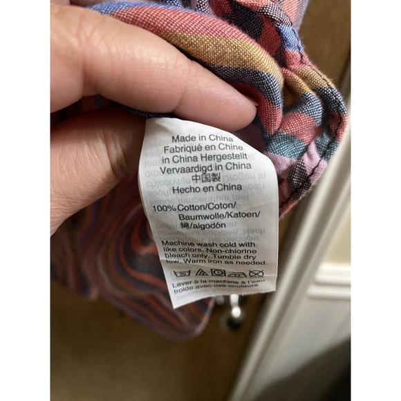 Madewell Courier Button-Back Shirt in Rainbow Stripe V-neck Cotton Oversized XXS - Picture 8 of 12